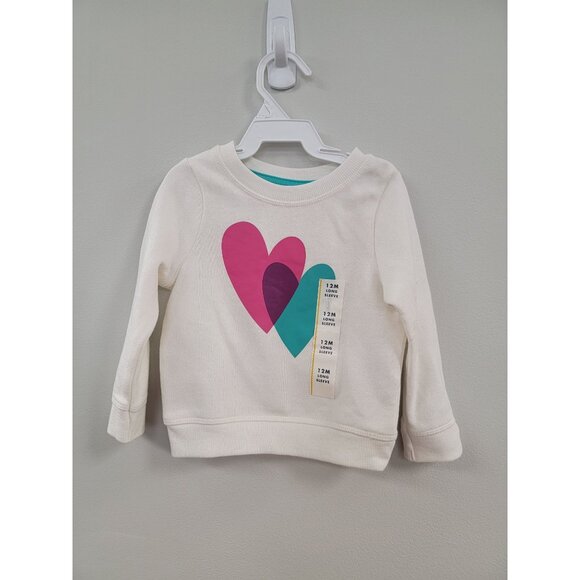 Toddler Girls' Long Sleeve Sweatshirt With Heart Design Size 12M - Picture 1 of 1